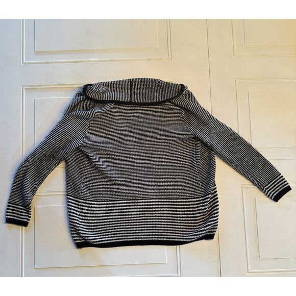 Croft & Barrow Petites Cardigan Sweater Women's PS Navy White Striped Open Front - Picture 4 of 6